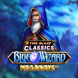 Fire Blaze Blue Wizard Megaways by Rarestone Gaming, showcased at liraspins.gr – game logo